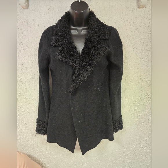 GAS Sweaters - Womens Cardigan with Furry Trim - Picture 2 of 5